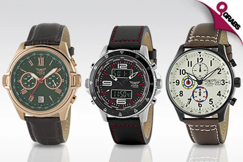 For QR195 Stand Out with Men's Aviator Watches - Choose from 10 Classic Designs! (QR649 Value)